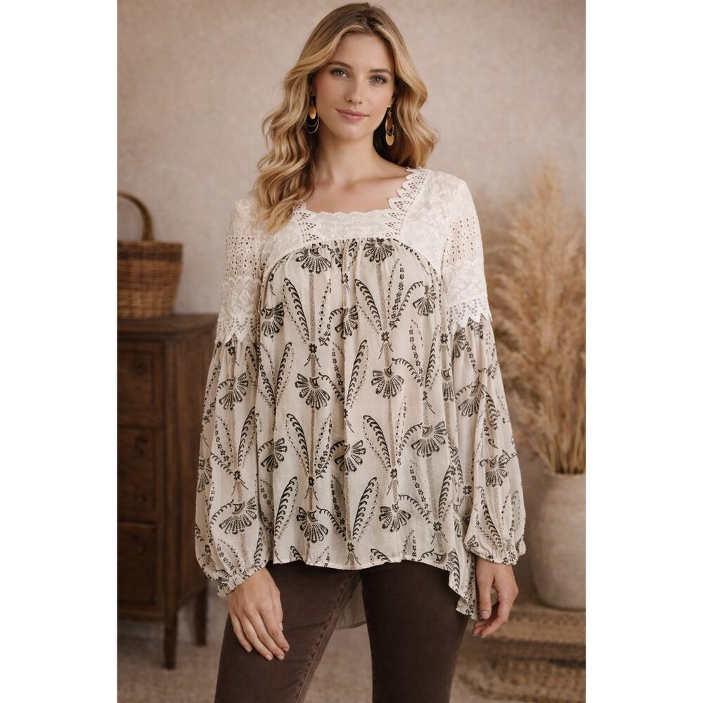 Anthropologie Floreat Womens Peasant Top 4 Boho Cottage Peasant Prairie Folk